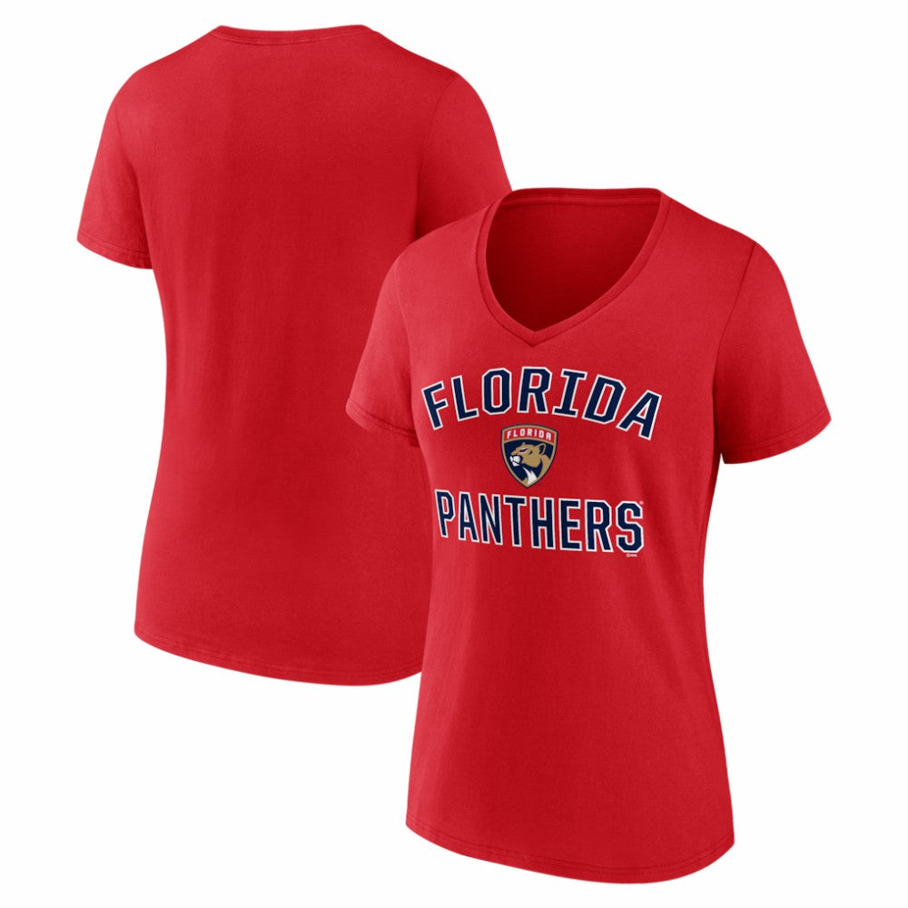 Florida Panthers - Logo Athletic Women's Arch Victory V-Neck T-Shirt Red