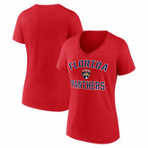 Florida Panthers - Logo Athletic Women's Arch Victory V-Neck T-Shirt Red