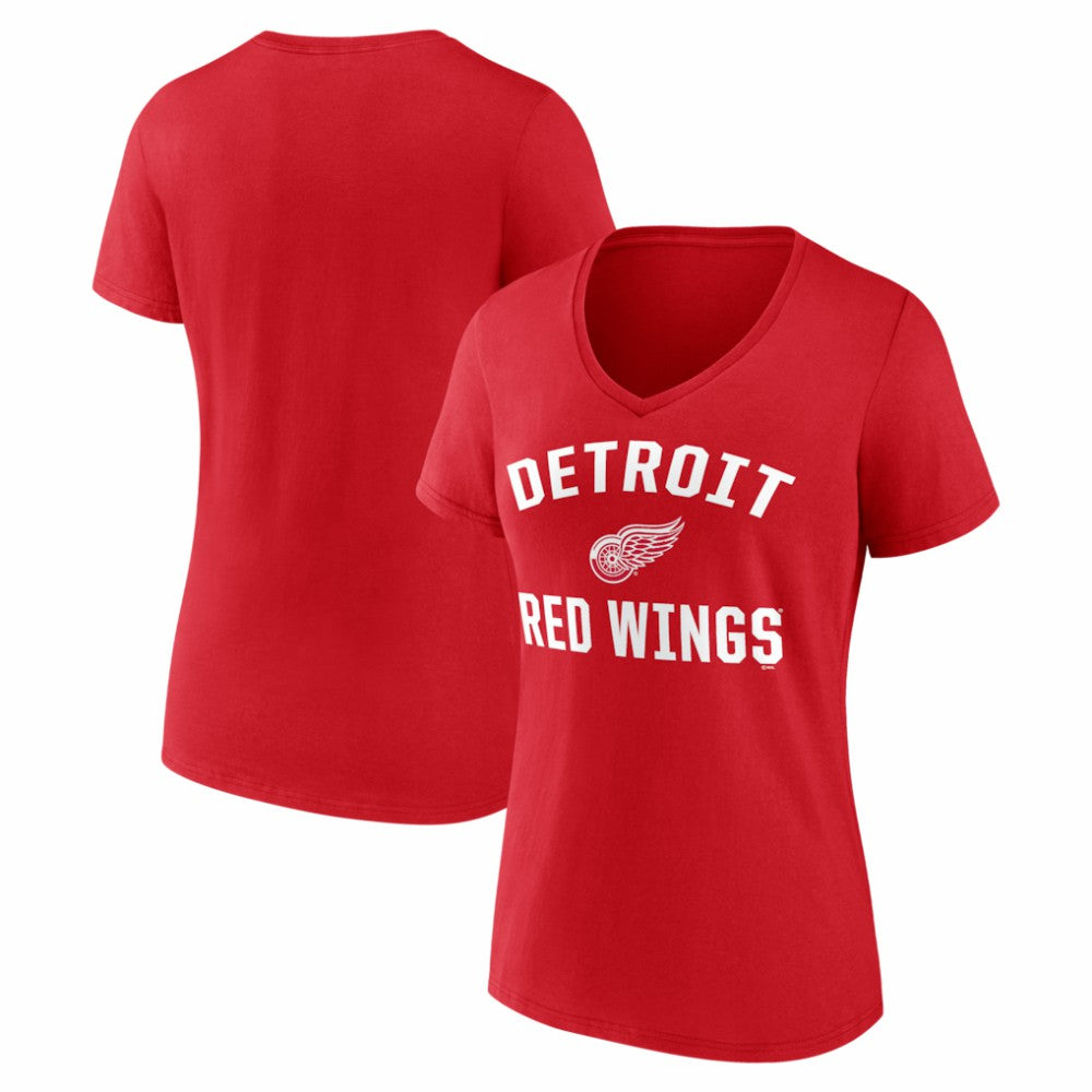 Detroit Red Wings - Logo Athletic Women's Arch Victory V-Neck T-Shirt Red