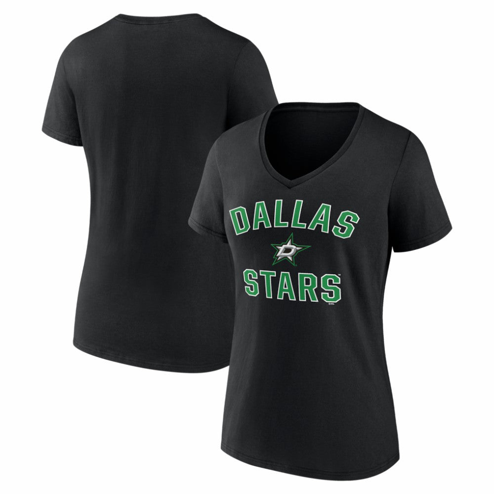 Dallas Stars - Logo Athletic Women's Arch Victory V-Neck T-Shirt Black