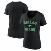 Dallas Stars - Logo Athletic Women's Arch Victory V-Neck T-Shirt Black