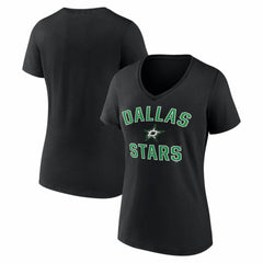 Dallas Stars - Logo Athletic Women's Arch Victory V-Neck T-Shirt Black