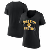 Boston Bruins Logo Athletic Women's Arch Victory V-Neck T-Shirt Black