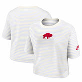 Buffalo Bills Women's Striped Cropped T-Shirt White/Cream - Nike