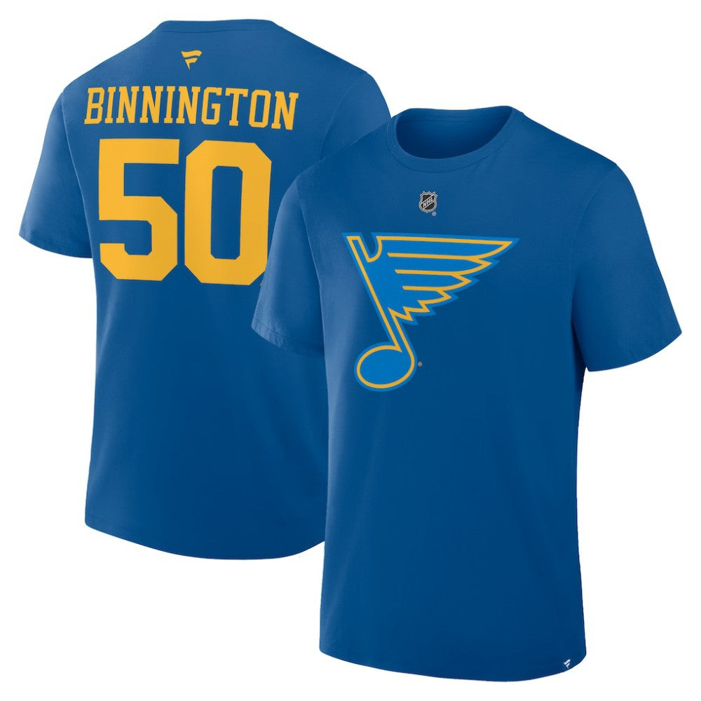 Jordan Binnington St. Louis Blues - Fanatics Authentic Stack Name & Number T-Shirt Blue