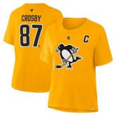 Sidney Crosby Pittsburgh Penguins Fanatics Women's Authentic Stack Name & Number T-Shirt Gold