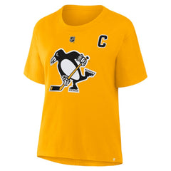 Sidney Crosby Pittsburgh Penguins Fanatics Women's Authentic Stack Name & Number T-Shirt Gold