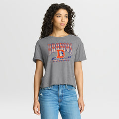 Denver Broncos Women's Overplayed Tribute Tri-Blend Boxy T-Shirt Heather Gray - Fanatics