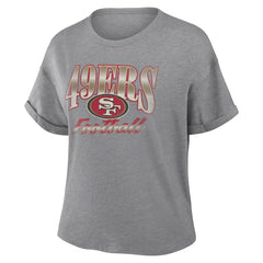 San Francisco 49ers Women's Overplayed Tribute Tri-Blend Boxy T-Shirt Heather Gray - Fanatics