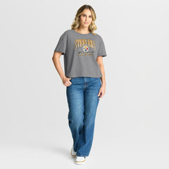 Pittsburgh Steelers Women's Overplayed Tribute Tri-Blend Boxy T-Shirt Heather Gray - Fanatics