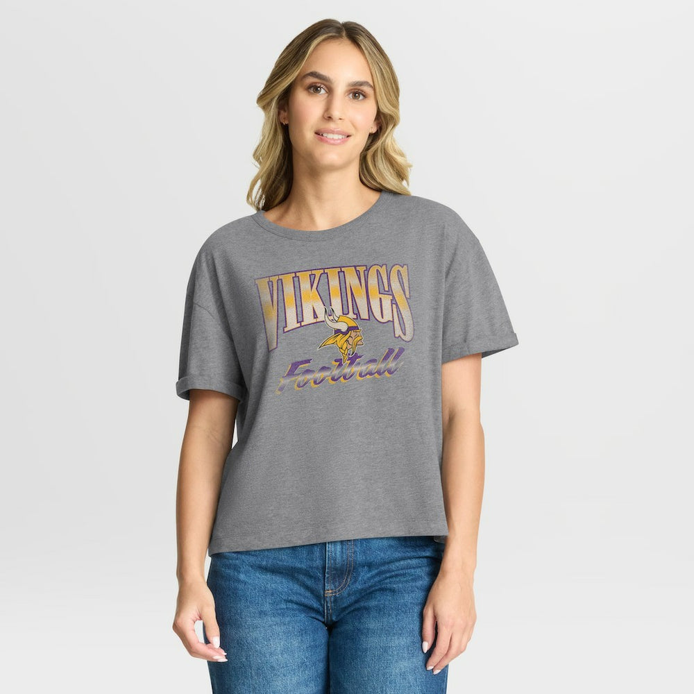 Minnesota Vikings Women's Overplayed Tribute Tri-Blend Boxy T-Shirt Heather Gray - Fanatics