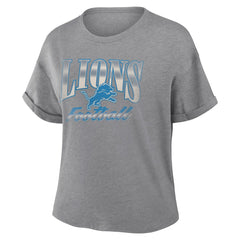 Detroit Lions Women's Overplayed Tribute Tri-Blend Boxy T-Shirt Heather Gray - Fanatics