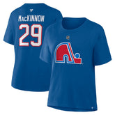 Nathan MacKinnon Colorado Avalanche - Fanatics Women's Heritage Authentic Stack Name & Number T-Shirt Blue