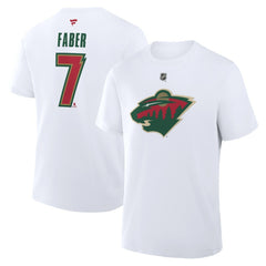 Brock Faber Minnesota Wild - Fanatics Authentic Stack Name & Number T-Shirt White