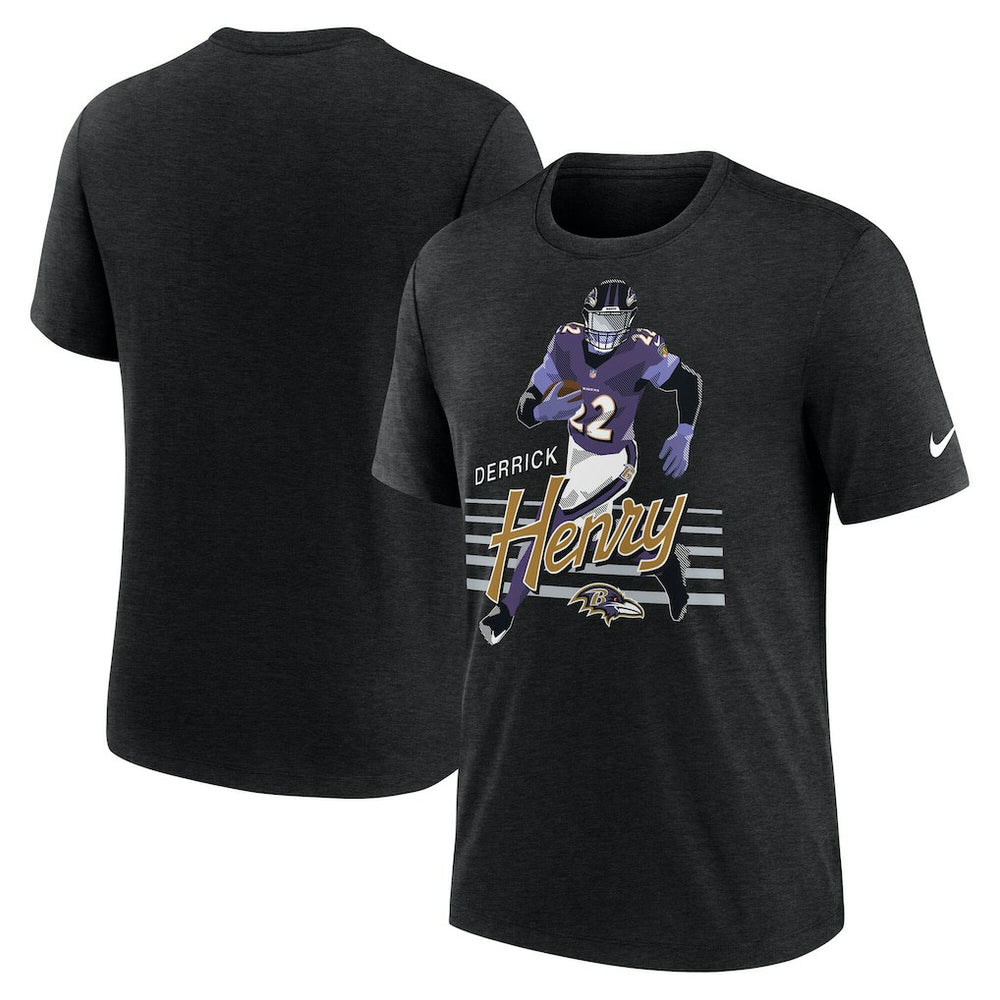 Derrick Henry Baltimore Ravens Player Graphic T-Shirt Heather Black - Nike