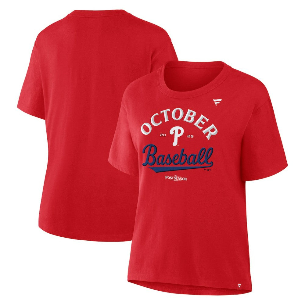 Philadelphia Phillies Women's Fanatics 2025 MLB Postseason Locker Room T-Shirt On Sale