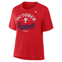 Philadelphia Phillies Women's Fanatics 2025 MLB Postseason Locker Room T-Shirt On Sale