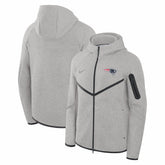 New England Patriots Tech Fleece Raglan Full-Zip Windrunner Hoodie Heather Gray - Nike