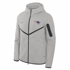 New England Patriots Tech Fleece Raglan Full-Zip Windrunner Hoodie Heather Gray - Nike