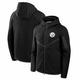 Pittsburgh Steelers Tech Fleece Raglan Full-Zip Windrunner Hoodie Black - Nike