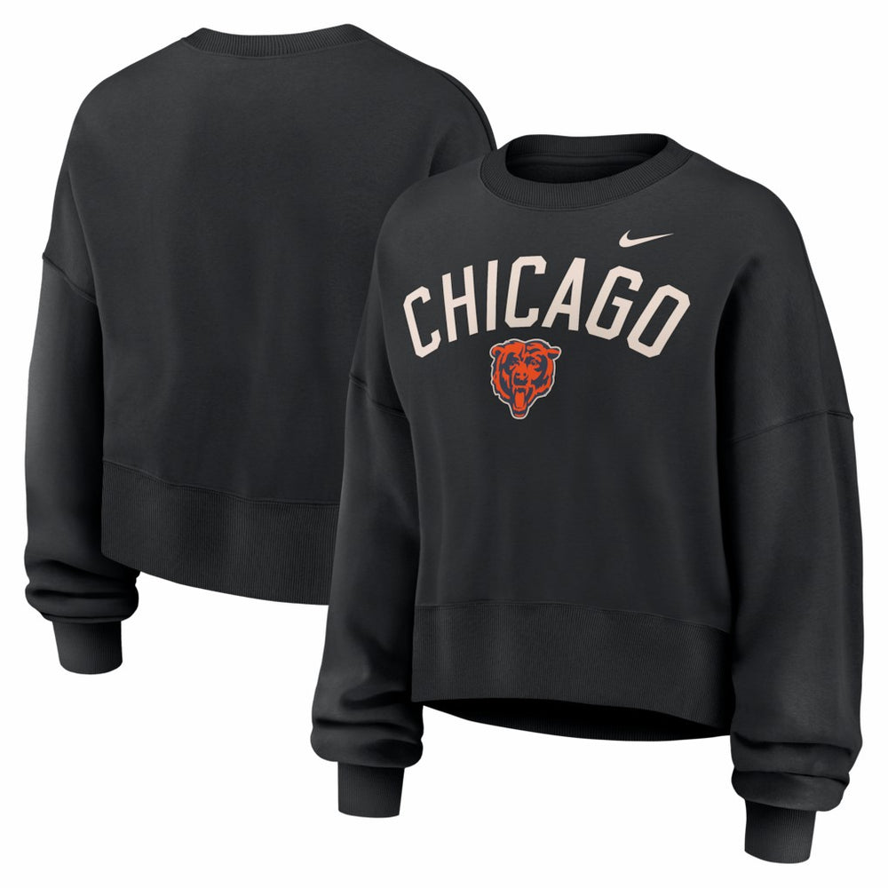 Chicago Bears Women's Oversized High Hip Legacy Arch Phoenix Fleece Sweatshirt Black - Nike