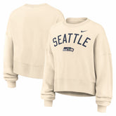 Seattle Seahawks Women's Oversized High Hip Legacy Arch Phoenix Fleece Sweatshirt Natural - Nike