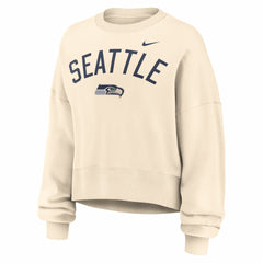 Seattle Seahawks Women's Oversized High Hip Legacy Arch Phoenix Fleece Sweatshirt Natural - Nike