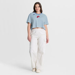 Philadelphia Phillies Nike Women's Cooperstown Collection Striped Cropped T-Shirt Sale