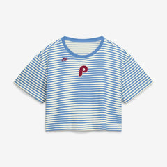 Philadelphia Phillies Nike Women's Cooperstown Collection Striped Cropped T-Shirt Sale