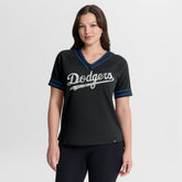 Los Angeles Dodgers Fanatics Women's Diva Race Ahead Raglan V-Neck T-Shirt Sale
