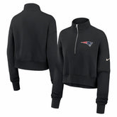 New England Patriots Women's Legacy Phoenix Fleece Cropped Half-Zip Sweatshirt Black - Nike
