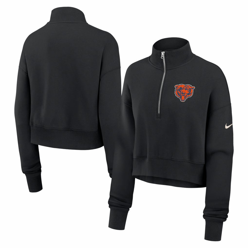 Chicago Bears Women's Legacy Phoenix Fleece Cropped Half-Zip Sweatshirt Black - Nike