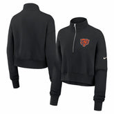 Chicago Bears Women's Legacy Phoenix Fleece Cropped Half-Zip Sweatshirt Black - Nike