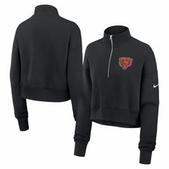 Chicago Bears Women's Legacy Phoenix Fleece Cropped Half-Zip Sweatshirt Black - Nike
