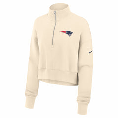 New England Patriots Women's Legacy Phoenix Fleece Cropped Half-Zip Sweatshirt Cream - Nike