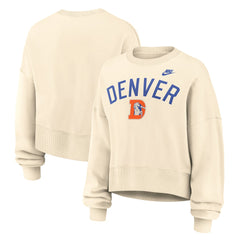 Denver Broncos Women's Oversized High Hip Legacy Arch Phoenix Fleece Sweatshirt Natural - Nike