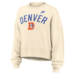 Denver Broncos Women's Oversized High Hip Legacy Arch Phoenix Fleece Sweatshirt Natural - Nike