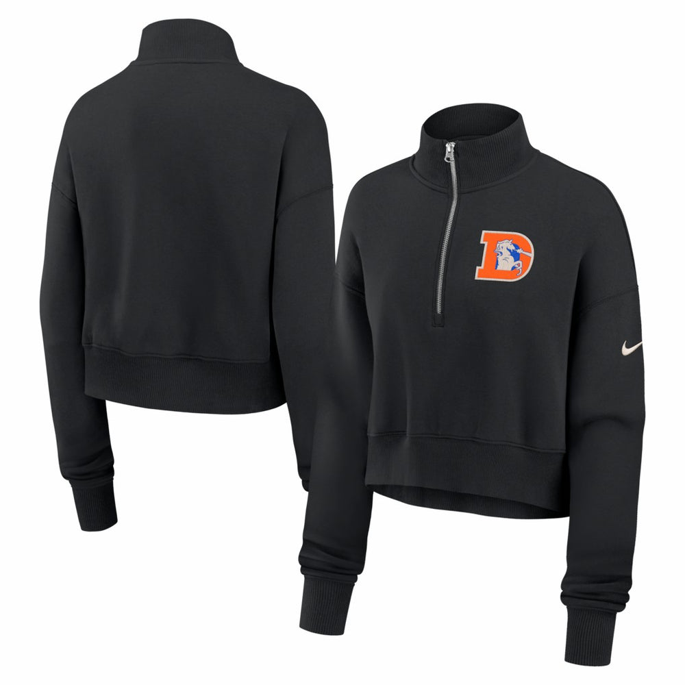 Denver Broncos Women's Legacy Phoenix Fleece Cropped Half-Zip Sweatshirt Black - Nike