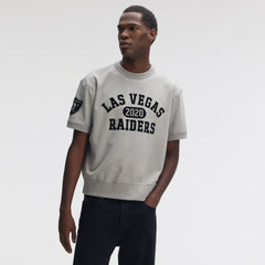 Las Vegas Raiders IconicFleece Short Sleeve Sweatshirt Heather Gray - Fanatics