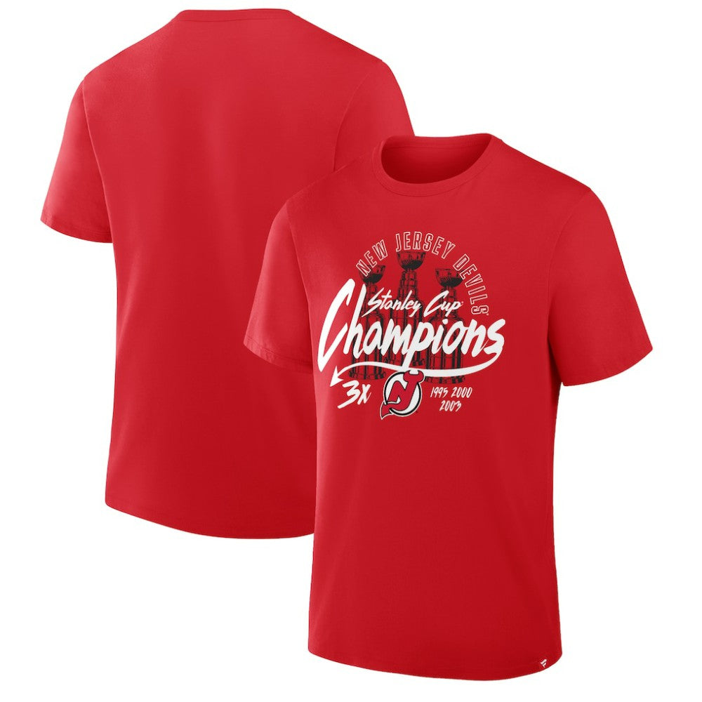 New Jersey Devils - Fanatics 3x Stanley Cup Champions T-Shirt Red