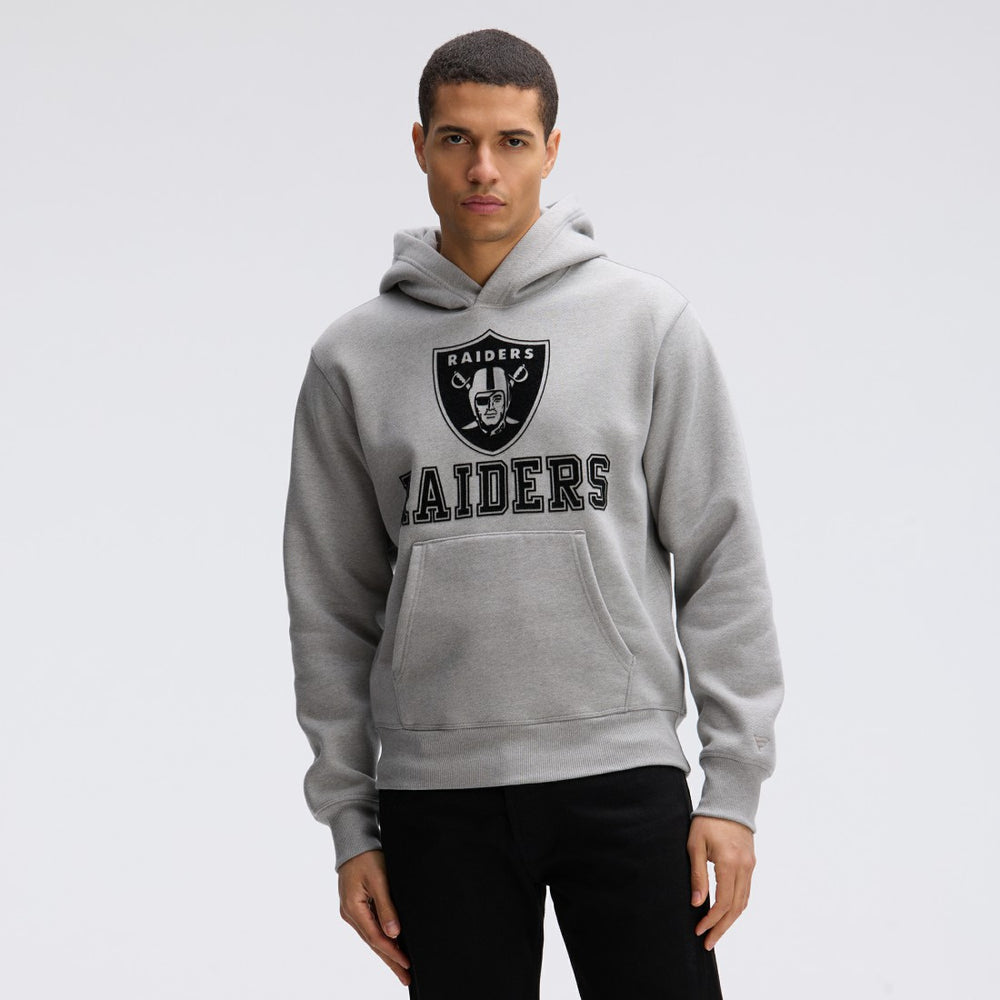 Las Vegas Raiders IconicFleece Flocked Hoodie Heather Gray - Fanatics