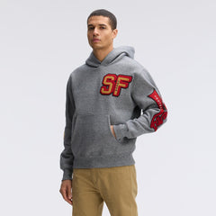 San Francisco 49ers IconicFleece Letterman Hoodie Athletic Heather Gray - Fanatics