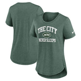 New York Jets Women's The City Never Sleeps Tri-Blend T-Shirt Heather Green - Nike