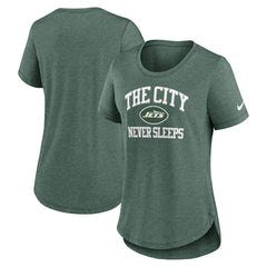 New York Jets Women's The City Never Sleeps Tri-Blend T-Shirt Heather Green - Nike
