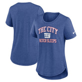 New York Giants Women's The City Never Sleeps Tri-Blend T-Shirt Heather Blue - Nike