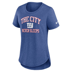 New York Giants Women's The City Never Sleeps Tri-Blend T-Shirt Heather Blue - Nike