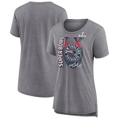 New England Patriots Women's Super Bowl LX Retro Tri-Blend T-Shirt Heather Gray - Fanatics