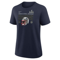 New England Patriots Women's 2025 AFC Champions Helmet T-Shirt Navy - Nike