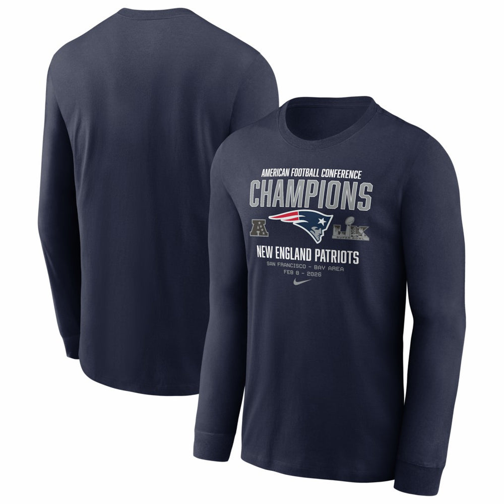 New England Patriots 2025 AFC Champions Team Nation Long Sleeve T-Shirt Navy - Nike