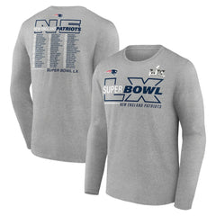 New England Patriots Super Bowl LX Roster Long Sleeve T-Shirt Heather Gray - Fanatics